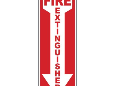 CS-175_FireExtinguisher Fire extinguisher safety sign with arrow printed by Carroll Printing & Promotions