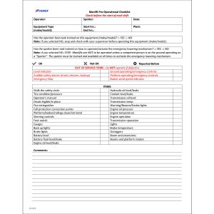 CF-013 Cemex Manlift Pre-Operational Checklist