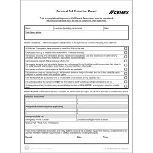 CF-019 Cemex Personal Fall Protection Permit