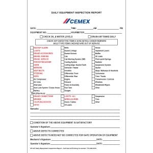 CF-027 Daily Equipment Inspection Report