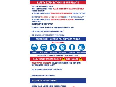 CS-330_Cemex_HaulerSafetyExpectations CEMEX hauler safety expectations sign printed by Carroll Printing & Promotions