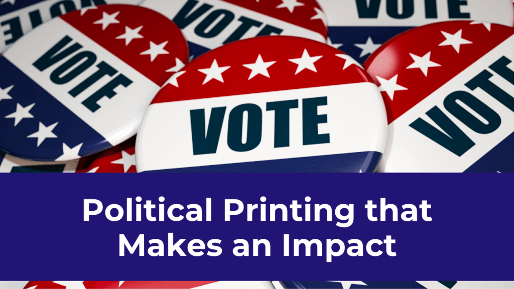Political campaign VOTE buttons, the kind of promotional items Carroll Printing & Promotions produces for Houston campaigns